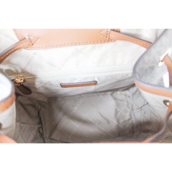 NWT Michael Kors Jet Set Large Brown Signature PVC Chain Backpack Flap Book Bag - Picture 9 of 10